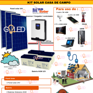 Kit solar Peru 500W/dia PREMIUM: Luz, TV, Laptop. ONDA PURA - Panel Solar  Peru