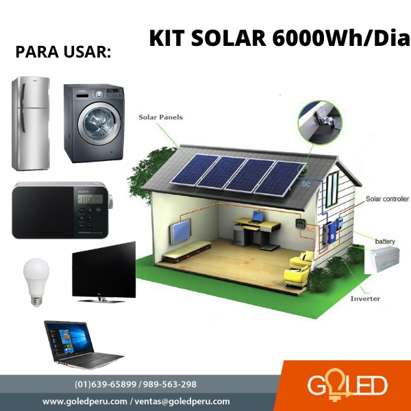Kit solar Peru Economico 500W/dia : Luz, TV, Laptop. ONDA MODIFICADA - Panel  Solar Peru