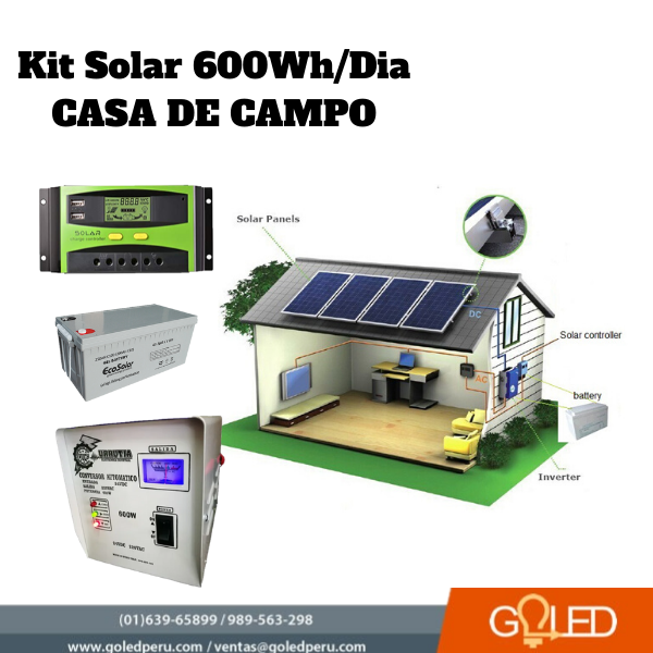 Kit solar Peru 1000W/dia Uso Diario: Luz, TV, Laptop. ONDA MODIFICADA -  Panel Solar Peru