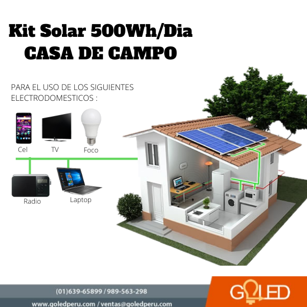 Kit solar Peru 600Wh/dia PREMIUM Uso Diario: Luz, TV, Laptop. ONDA PURA - Panel  Solar Peru