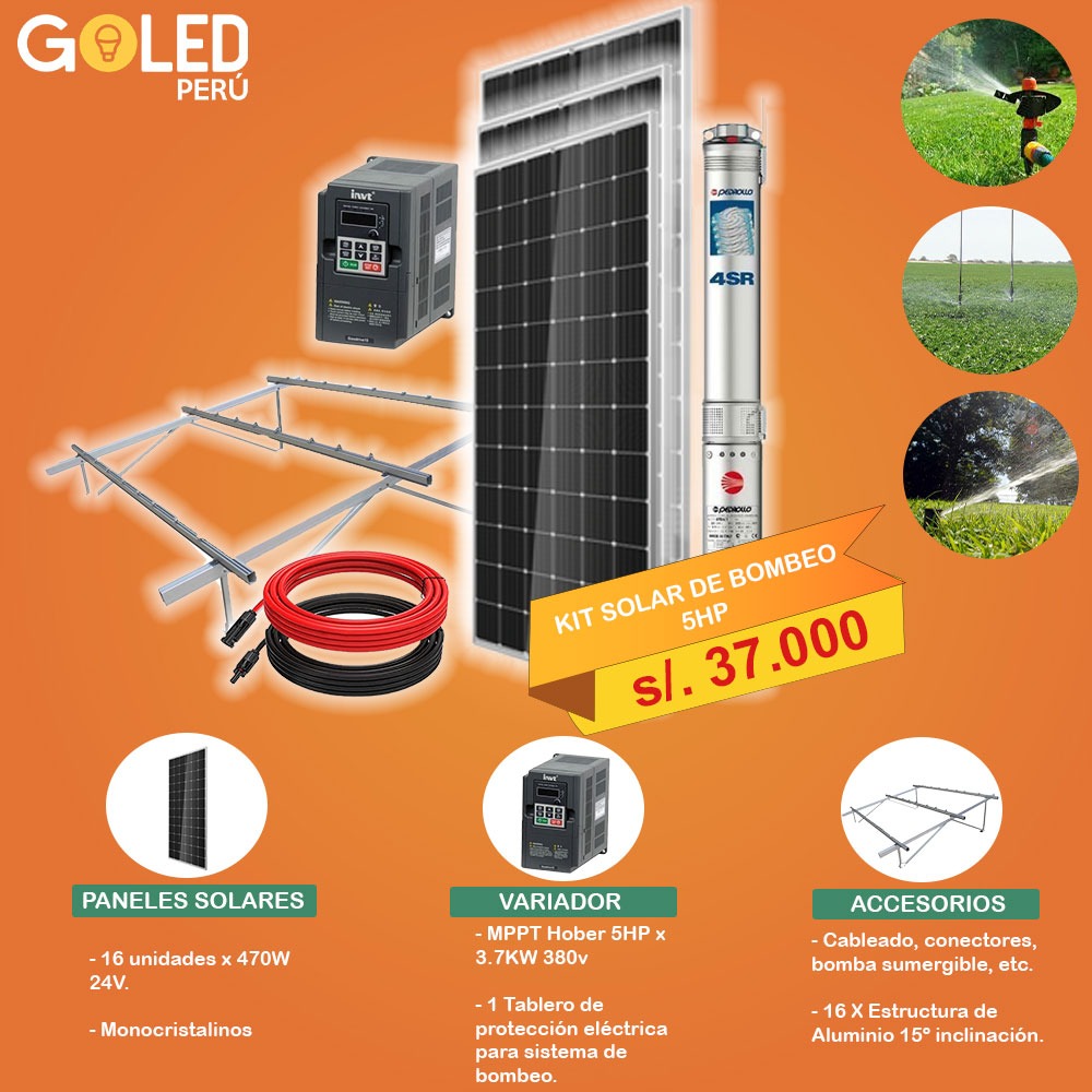 Kit bombeo solar 5hp directo 400v - GoLed Peru - Productos y Servicios de  Iluminacion LED